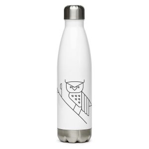 owl nature guide stainless steel water bottle