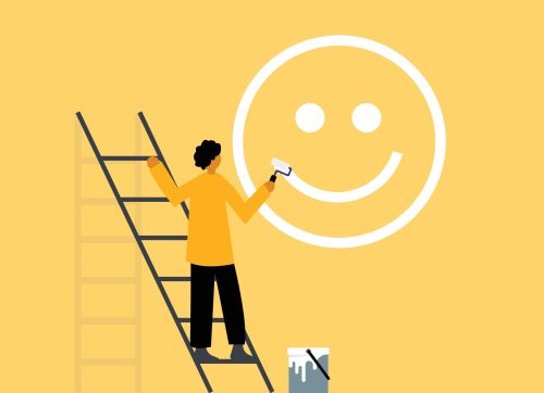 man,painting,happy,emoticon,,illustration,showcasing,optimism