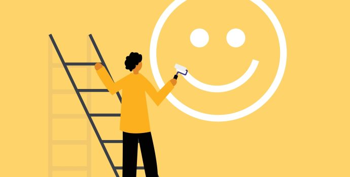 man,painting,happy,emoticon,,illustration,showcasing,optimism