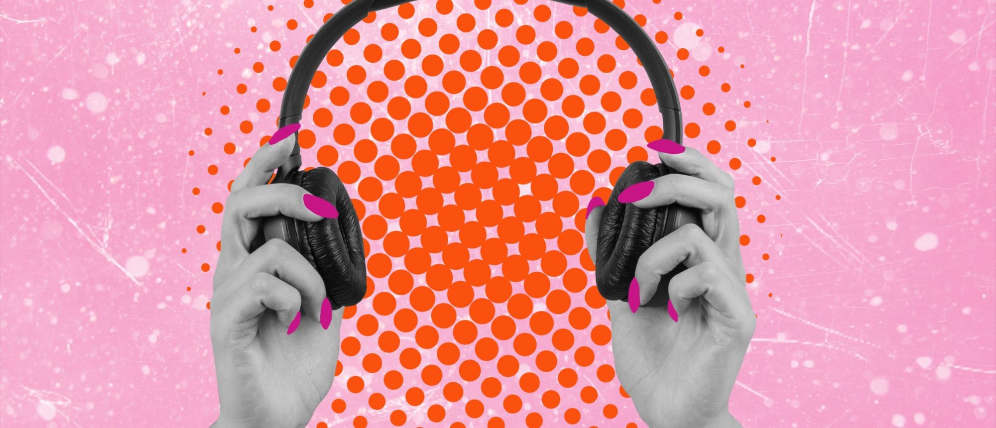 art,collage,of,modern,digital,pop,art.,headphones,in,hand art,collage,of,modern,digital,pop,art.,headphones,in,hand
