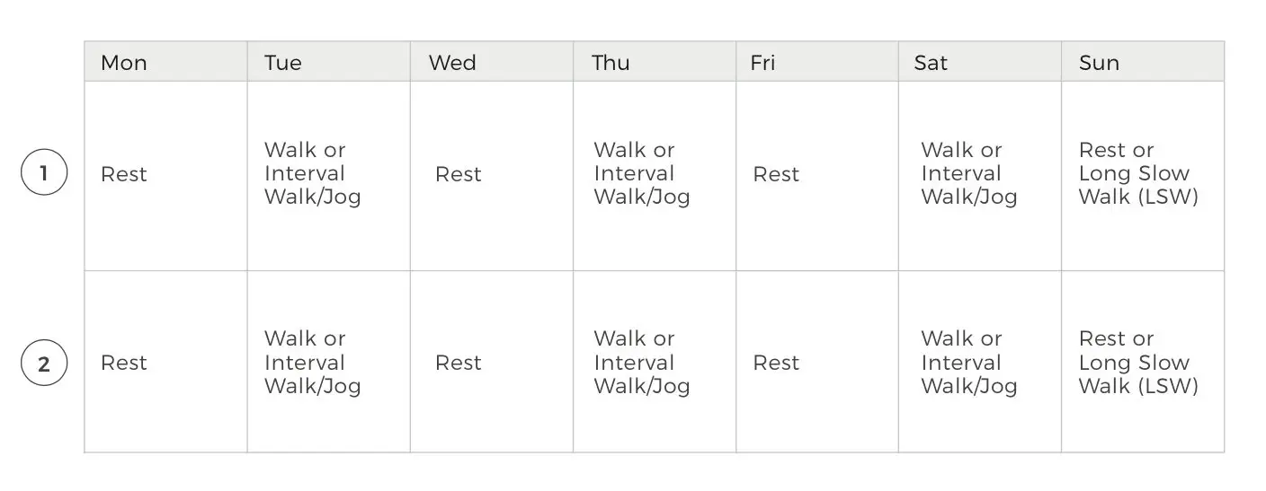 two week training calendar example