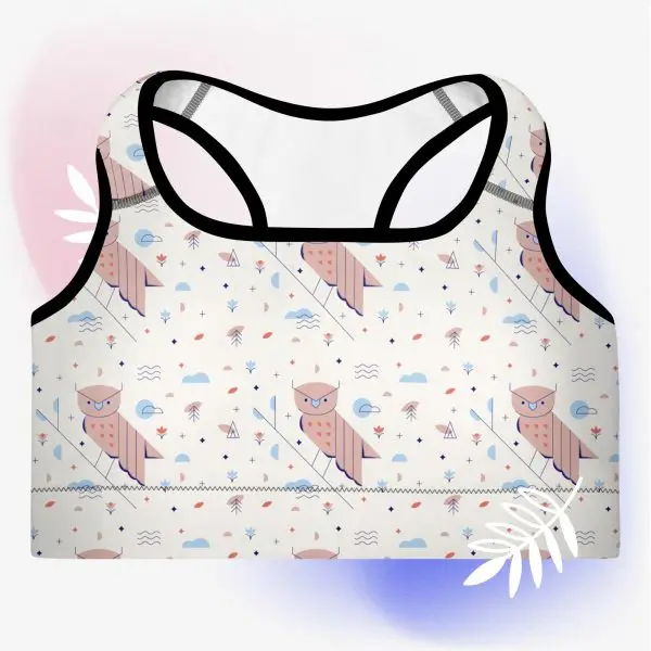 owl nature guide yoga padded sports bra