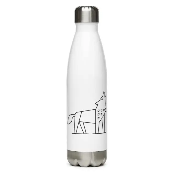 wolf nature guide stainless steel water bottle