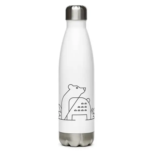 bear nature guide stainless steel water bottle