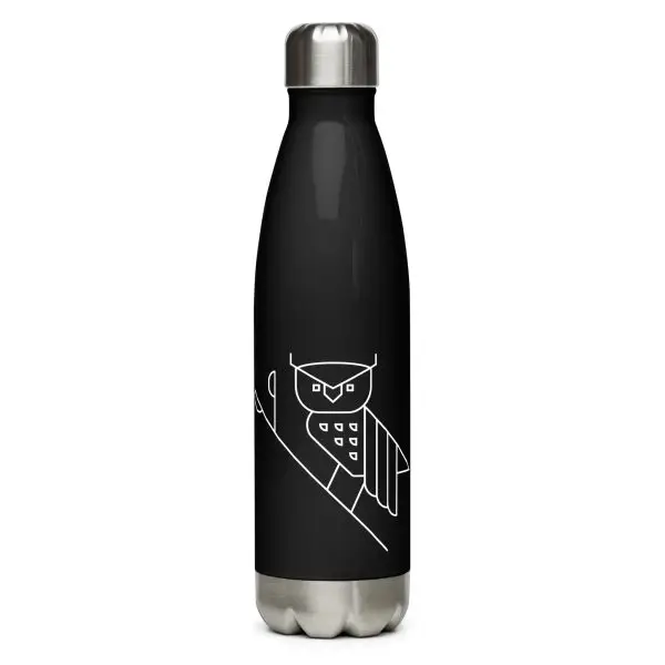 owl nature guide stainless steel water bottle